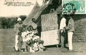 School in French Sudan, postcard (1906)